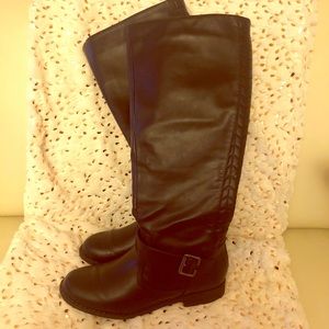 JustFab Black Quilted Detail Flat Boots size 8.5